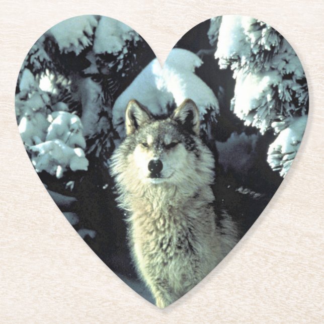 Wolf In The Snow Paper Coaster (Front)
