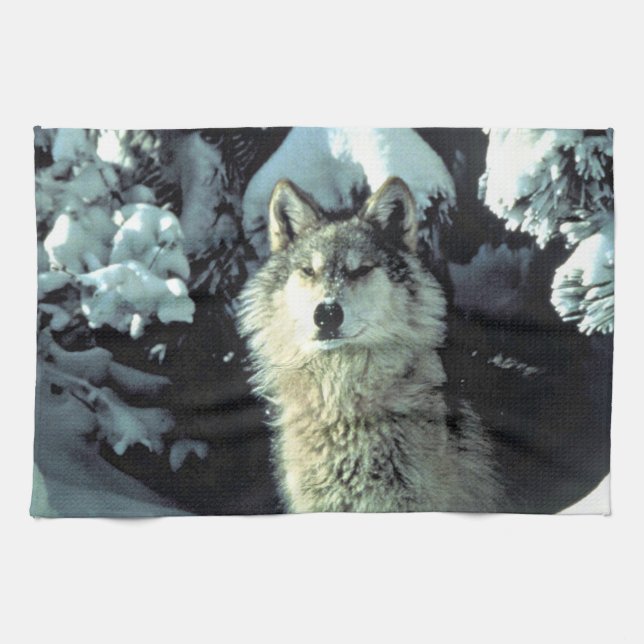 Wolf In The Snow Tea Towel (Horizontal)