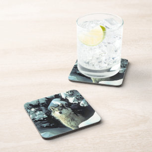 Wolf In The Snowy Forest Calm Coaster