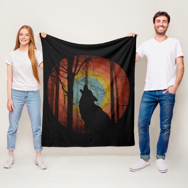 WOLF IN THE WOODS FOREST FLEECE BLANKET (In Situ)