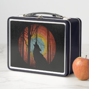 WOLF IN THE WOODS FOREST METAL LUNCH BOX