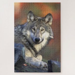 Wolf in the Woods Hunting Jigsaw Puzzle