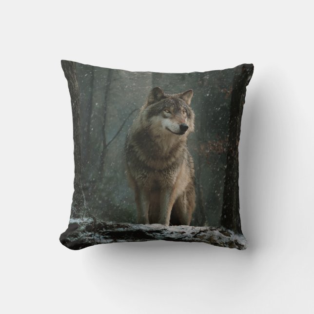 Wolf in Winter Cushion (Front)