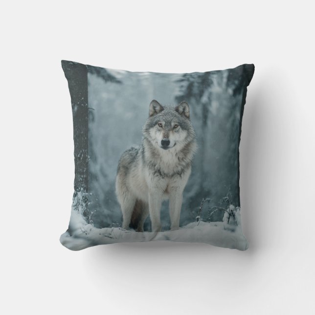 Wolf in Winter Cushion (Front)