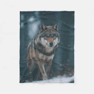 Wolf in Winter Fleece Blanket