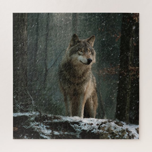 Wolf in Winter Jigsaw Puzzle (Vertical)