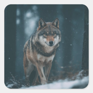 Wolf in Winter Square Sticker
