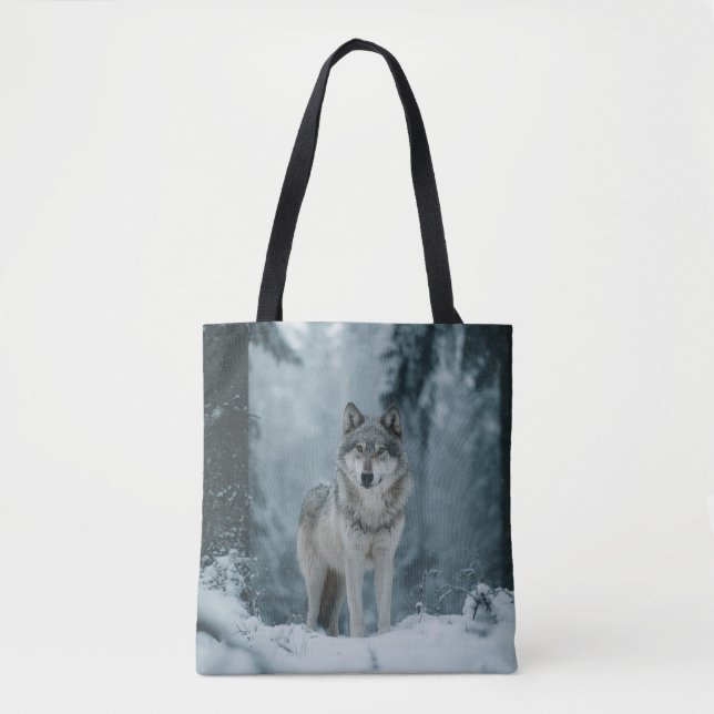 Wolf in Winter Tote Bag (Front)