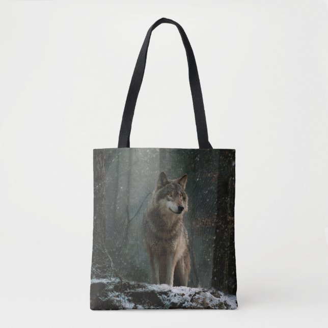 Wolf in Winter Tote Bag (Front)