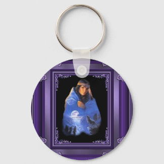 Wolf Indian Maiden Keychain