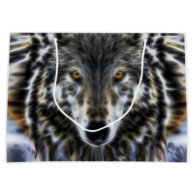 Wolf Inspirational design Portrait Large Gift Bag (Front)