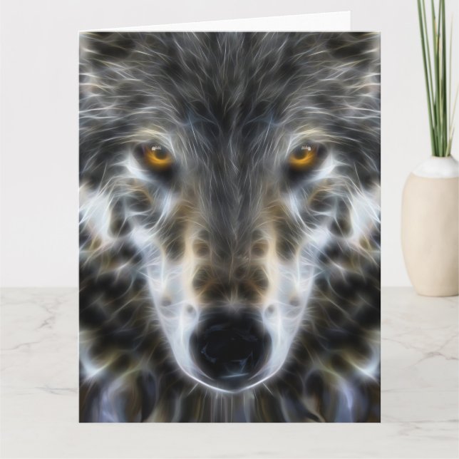 Wolf Inspirational graphic Portrait Card (Front)