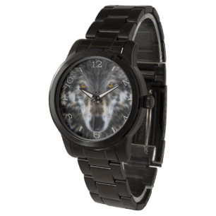 Wolf Inspirational graphic Portrait Dial Watch