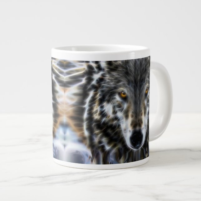 Wolf Inspirational graphic Portrait Large Coffee Mug (Front Right)