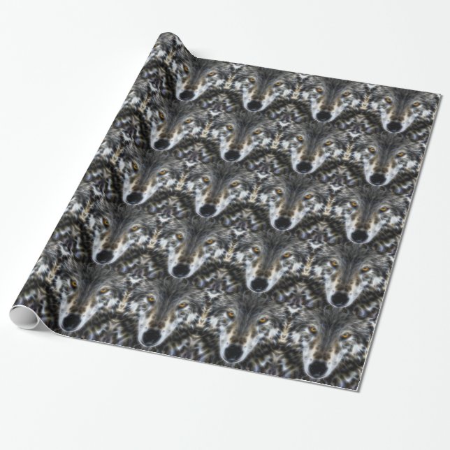 Wolf Inspirational graphic Portrait Wrapping Paper (Unrolled)