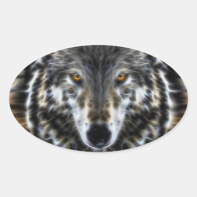 Wolf Inspirational intense Portrait Oval Sticker (Front)