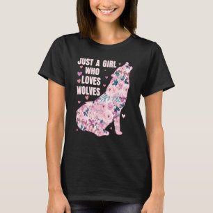 Wolf Just A Girl Who Loves Wolves Flower Women Cut T-Shirt