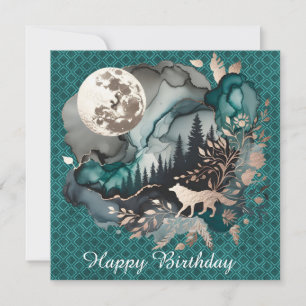 Wolf Landscape & Moon Happy Birthday Men