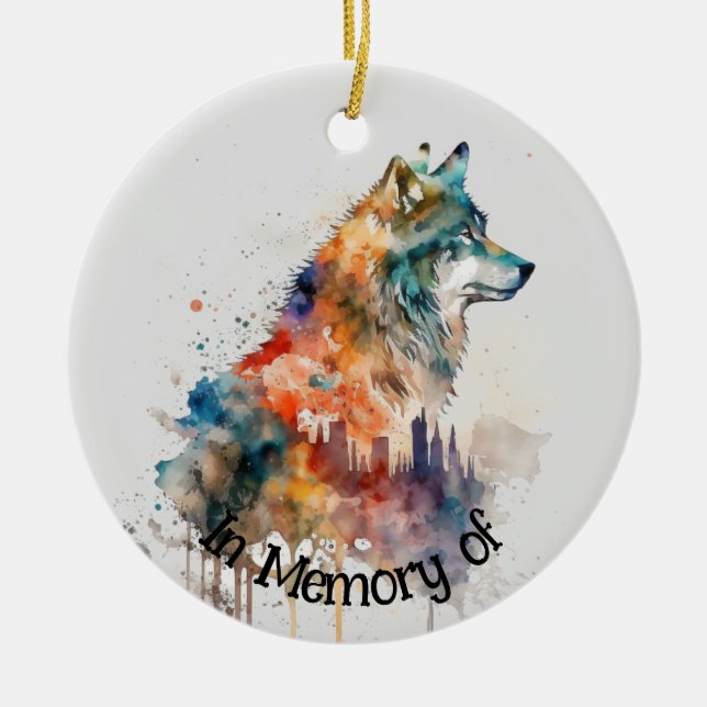 Wolf Logo Wolves Nature Custom Business Card Ceramic Tree Decoration (Front)
