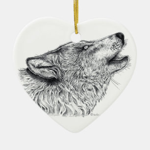 Wolf Love Ceramic Tree Decoration