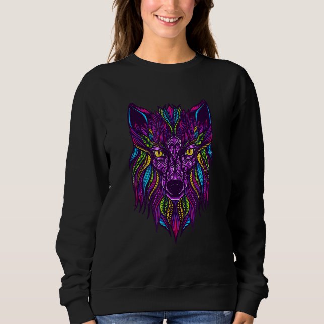 Wolf  Love Wolves Tribal Tattoo Wolf Design Sweatshirt (Front)