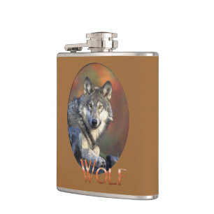 Wolf Lovers Art Hip Flask