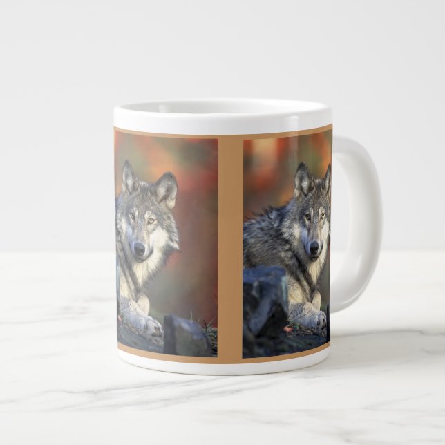 Wolf Lovers Art Large Coffee Mug (Front Right)