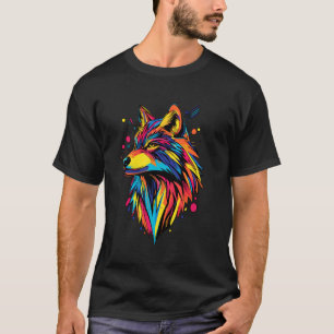 Wolf Lovers Pop Art Colour Design Wolf T-Shirt