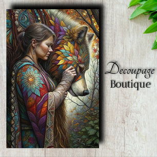 Wolf Maiden Decoupage Tissue Paper