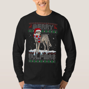 Wolf Merry Wolfmas Christmas Wolf Ugly Sweater