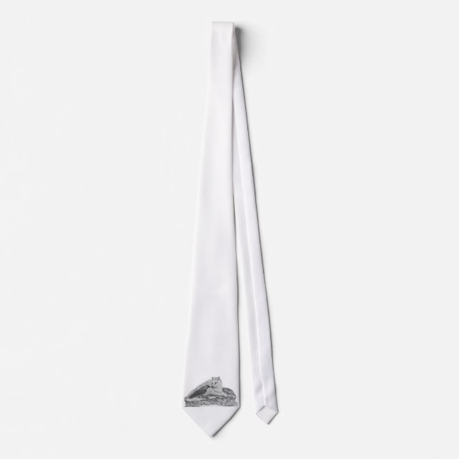Wolf mit Rabe black and white design Tie (Front)