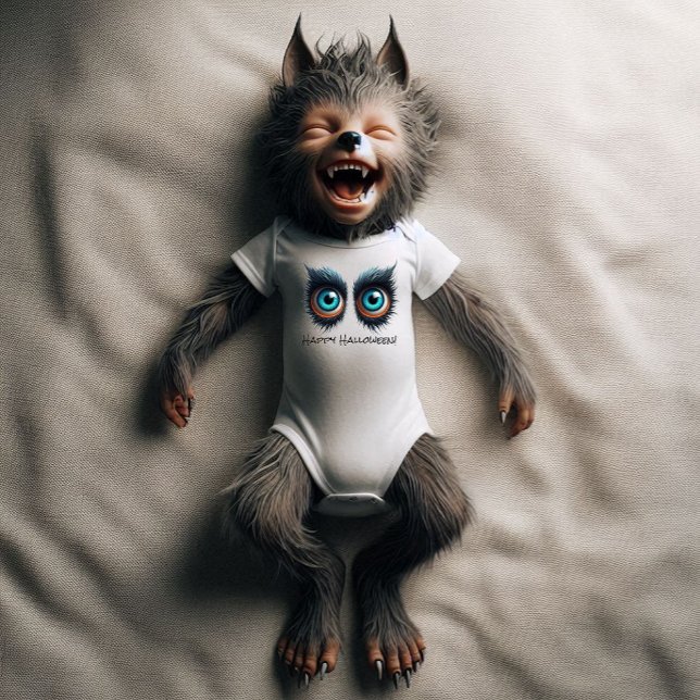Wolf Monster Eyes – Happy Halloween Baby Bodysuit (A little something for the little monster in the family!)