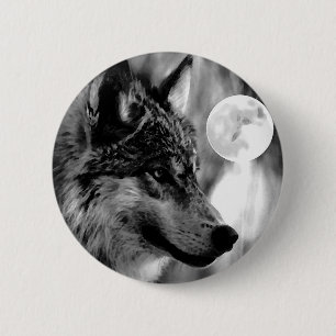 Wolf & Moon 6 Cm Round Badge
