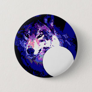 Wolf & Moon 6 Cm Round Badge