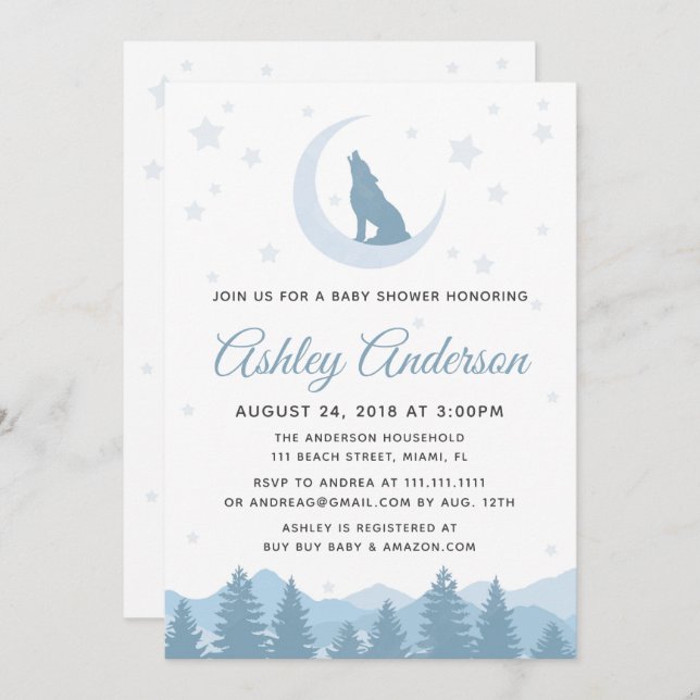 Wolf Moon Baby Shower Invitation (Front/Back)