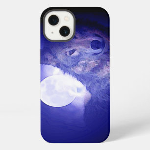 Wolf, Moon & Blue Night iPhone 13 Case