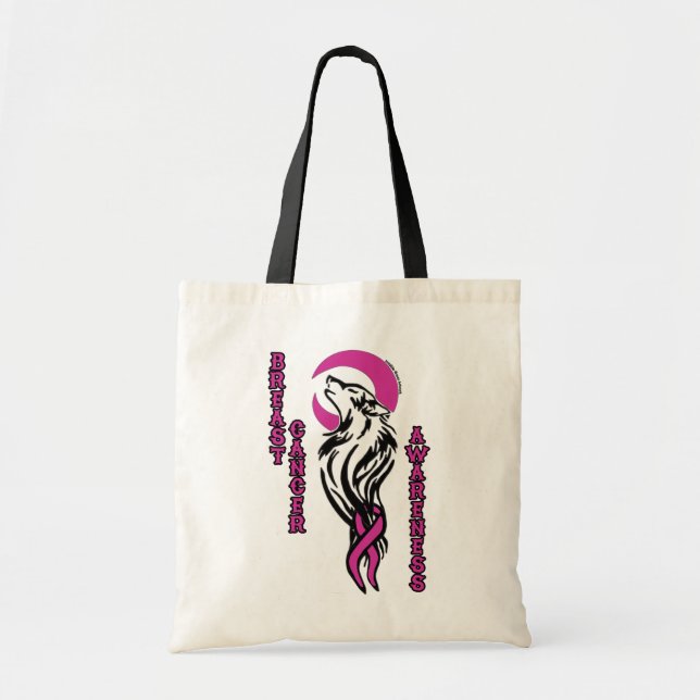 Wolf/Moon...Breast Cancer Tote Bag (Front)