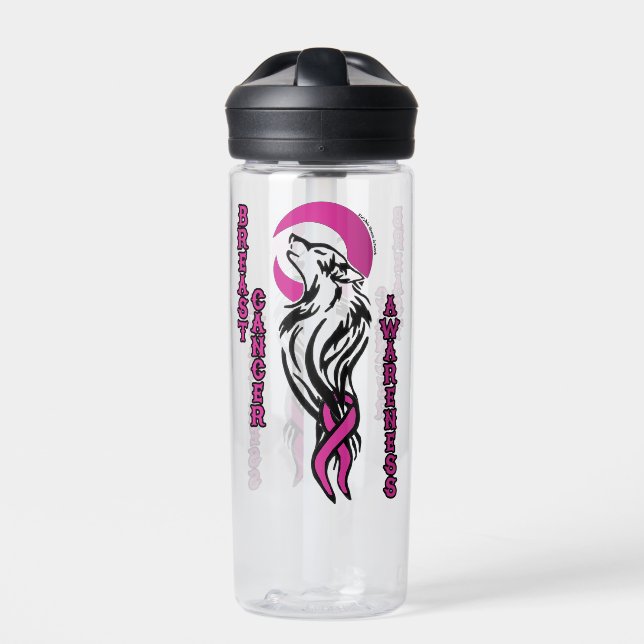 Wolf/Moon...Breast Cancer Water Bottle (Front)