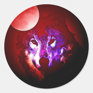 Wolf & Moon Classic Round Sticker