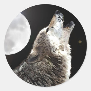 Wolf & Moon Classic Round Sticker
