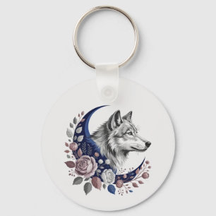 Wolf & Moon Custom Keychain