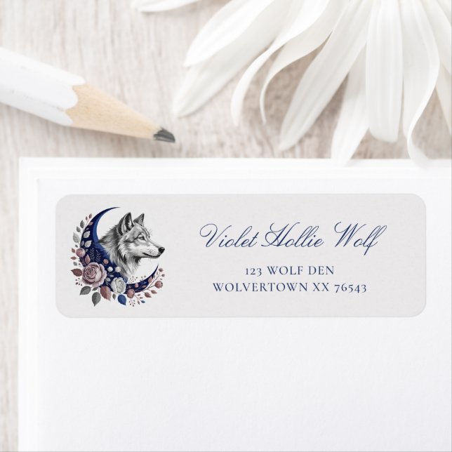 Wolf & Moon Custom Return Address Labels (Insitu)