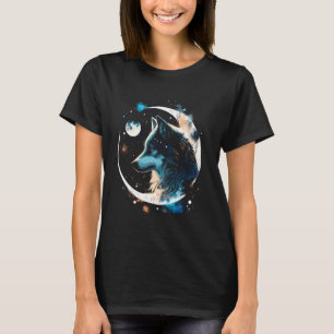 Wolf Moon Galaxy Space Art Cool Wolves Gift Idea T-Shirt