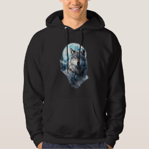 Wolf Moon Graphic Howling ,Under Full Moon Night  Hoodie