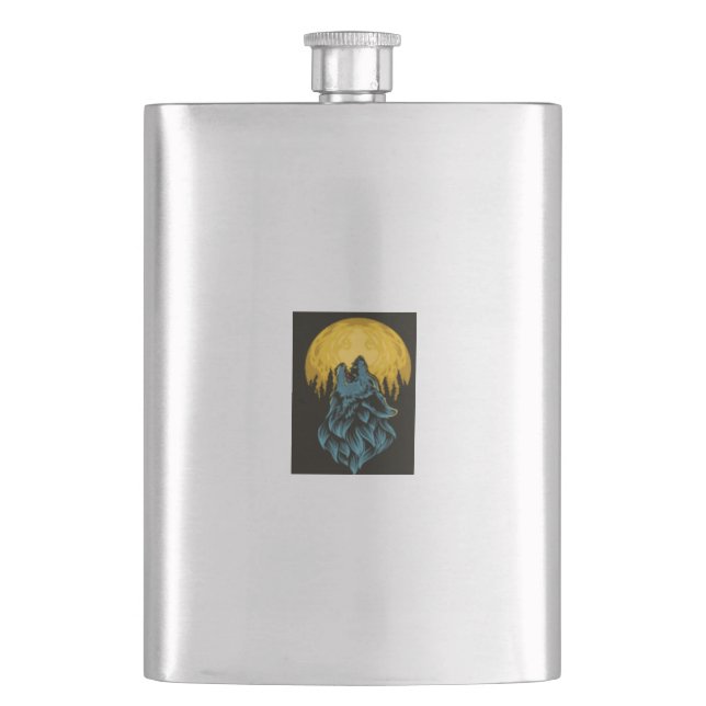 Wolf Moon Hip Flask (Front)