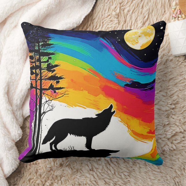 Wolf Moon Howl Art Cushion (Blanket)