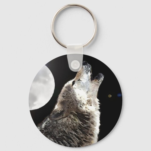 Wolf & Moon Key Ring (Front)