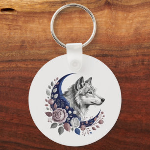 Wolf & Moon Keychain