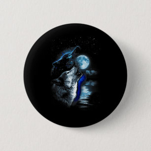Wolf Moon Lake Wolf Howling Full Moon Wolf Graphic 6 Cm Round Badge