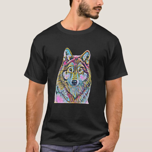 Wolf Moon Motif Pack Wild Lupus Colourful Wolves D T-Shirt (Front)